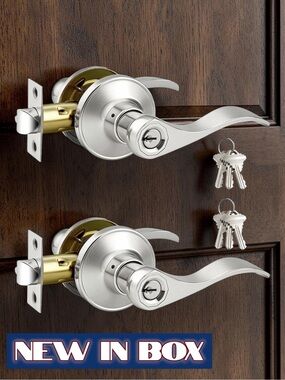 🚪🔑 Gobrico Satin Nickel Keyed-Alike Door Lever Handles – 2-Pack